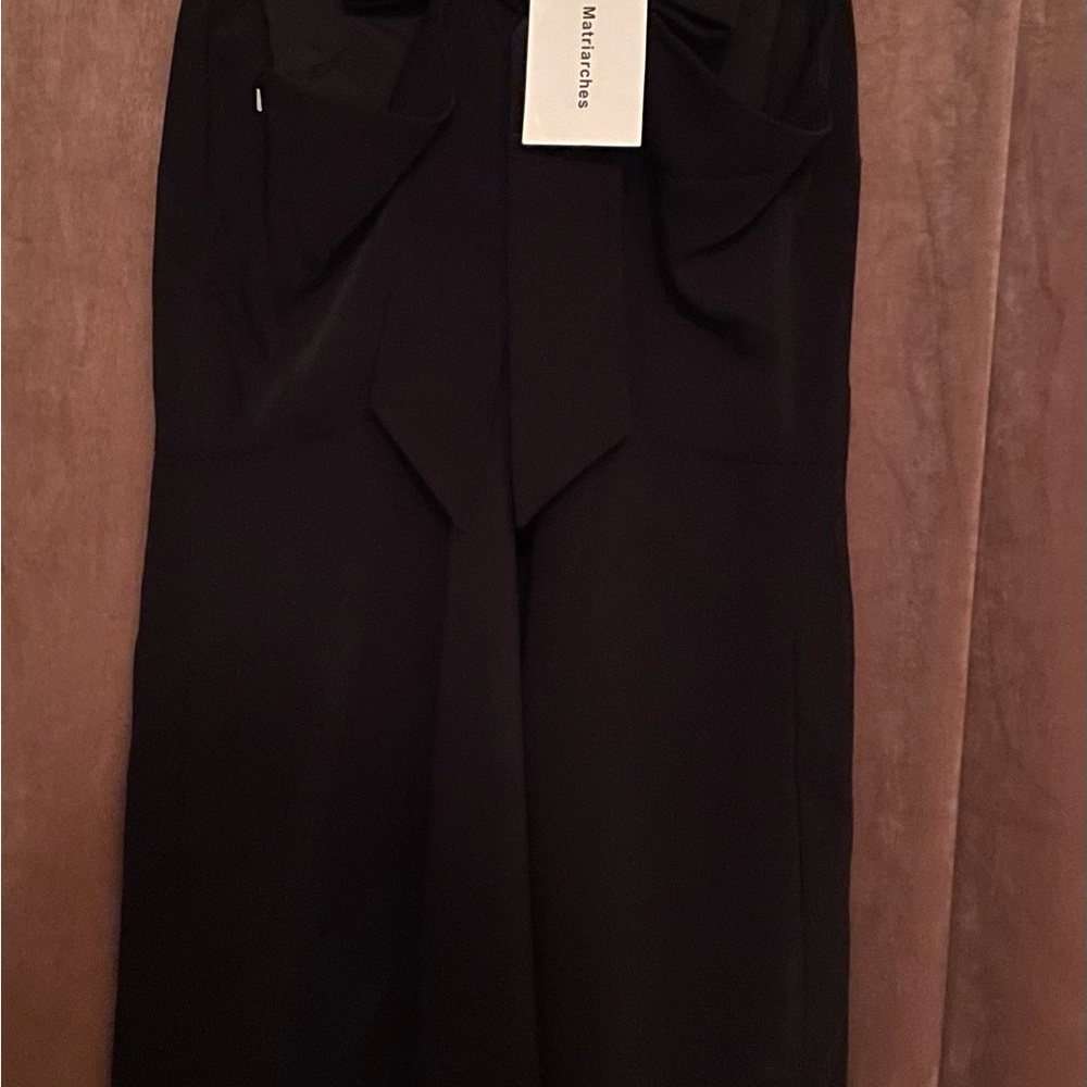 Black V-Neck Sleeveless Backless Bowknot Dress A Line Fit and Flare Flowy - Picture 6 of 11